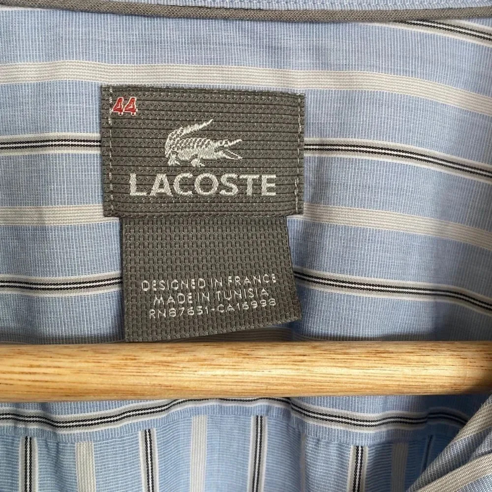 Lacoste Striped Men’s Button Down Dress Shirt - Picture 3 of 8